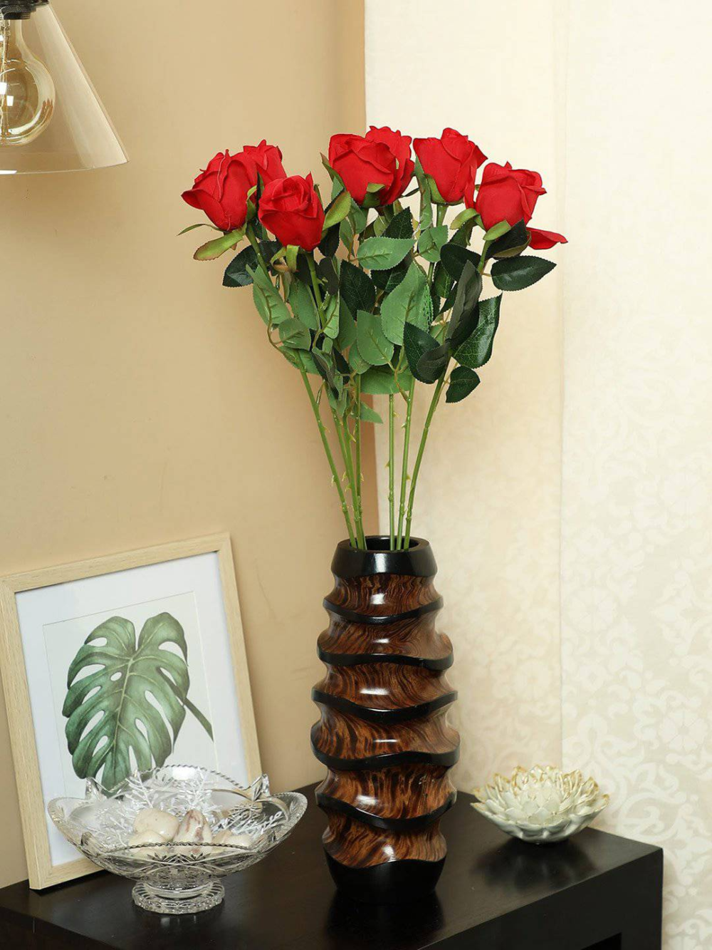 PolliNation Stunning Rose Artificial Flower For Home (Pack of 7, 25 Inch) - Image 5