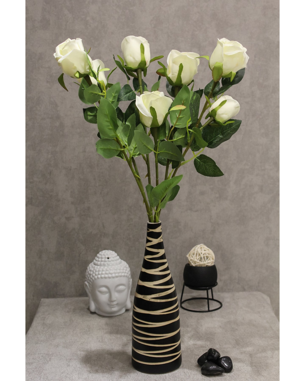 PolliNation Stunning Rose Artificial Flower For Home (Pack of 7, 25 Inch) - Image 4