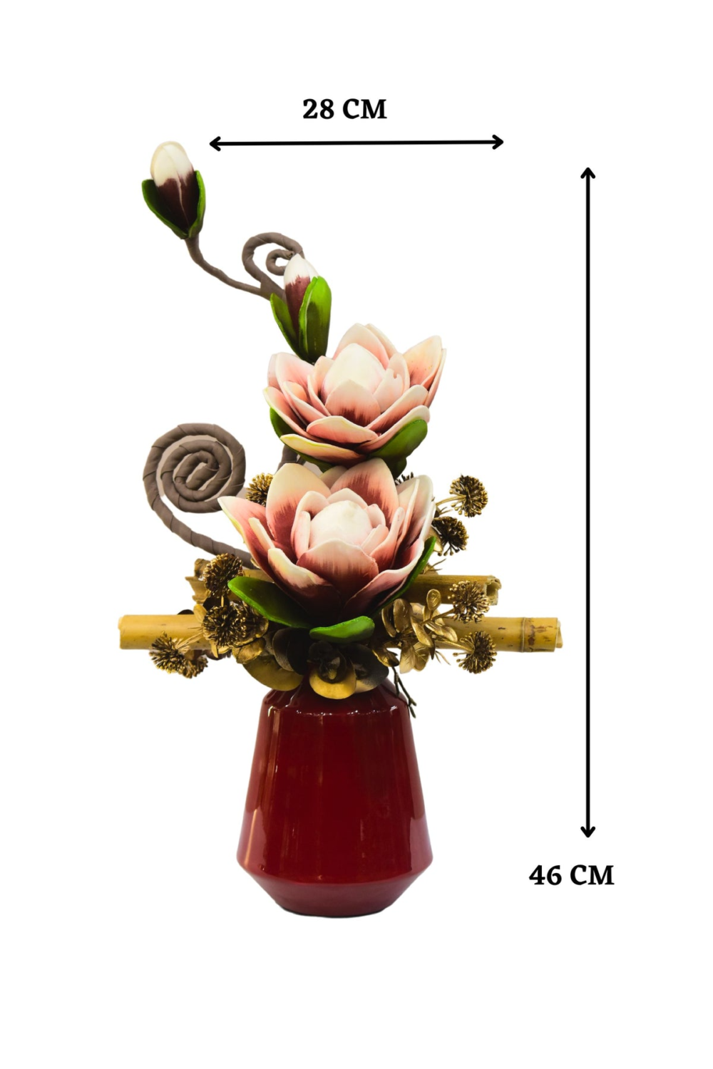 Red Metal Pot Flower Arrangement - Image 2