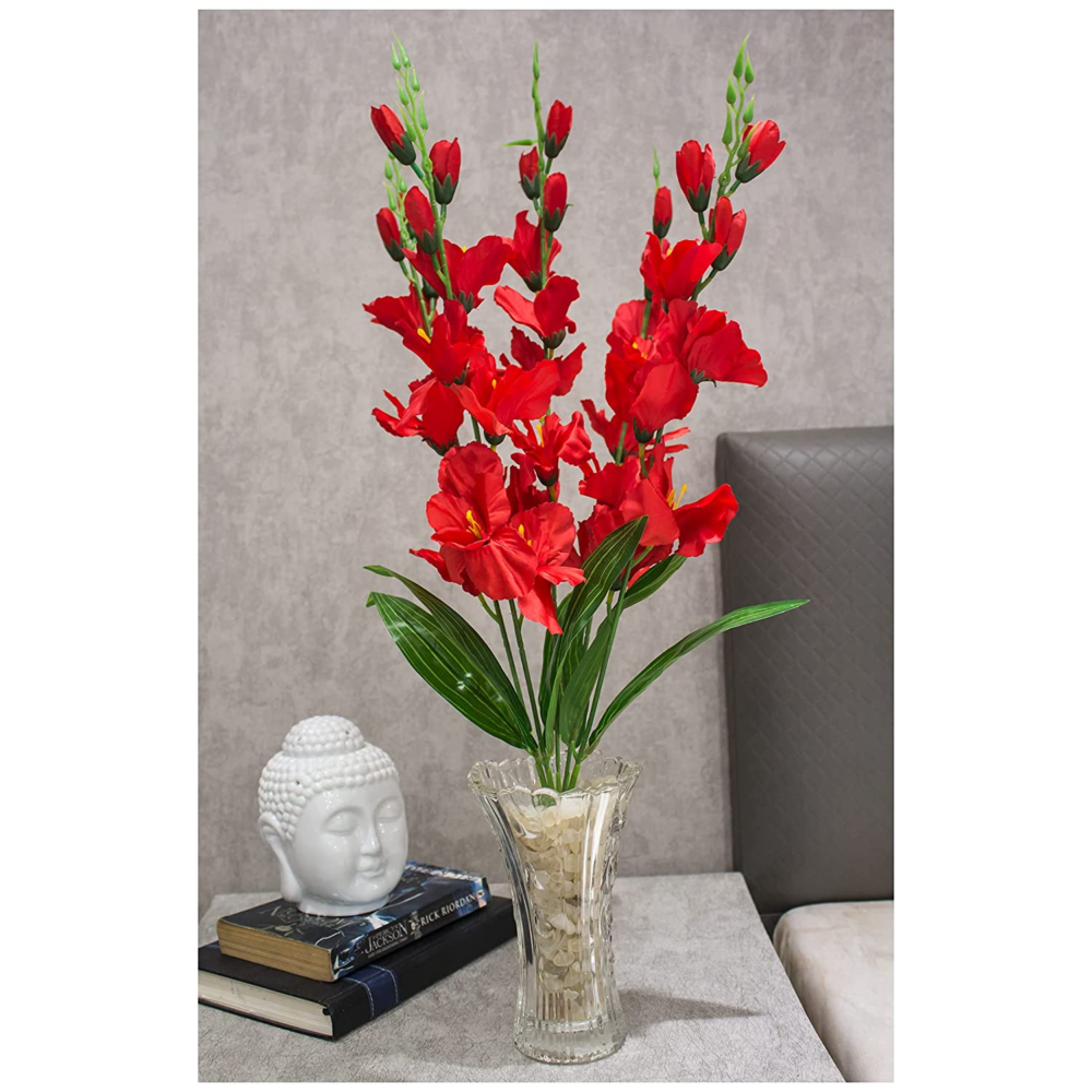 Pollination Attractive Artificial Gladiolus Flower Bunch Without Pot For Home Decoration (Pack of 1), Artificial Flowers For Home Decoration - Image 6
