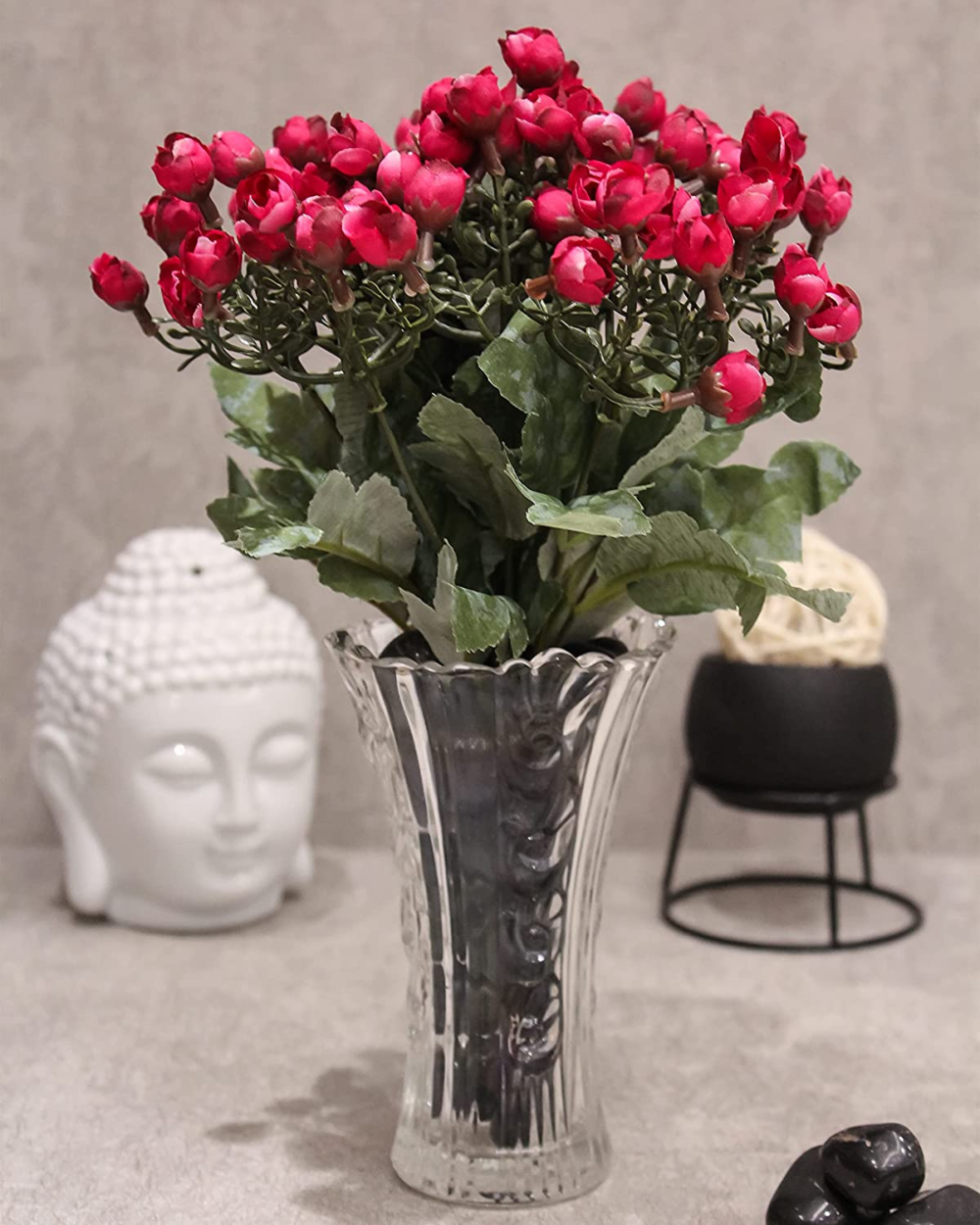 PolliNation Rose Artificial Flower (8 Inch, Pack of 2) - Image 3