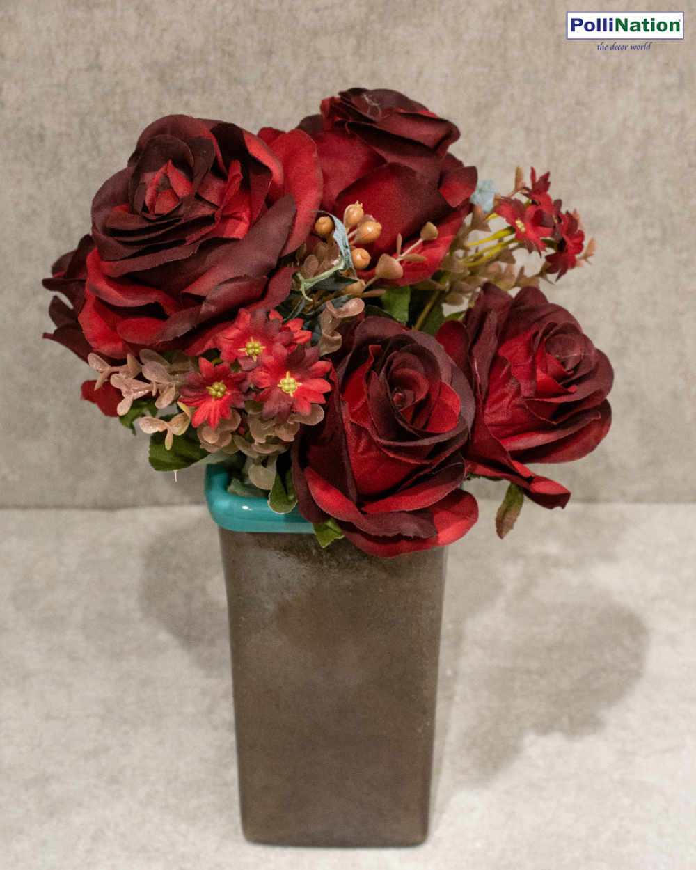 Pollination Rose Artificial Flower Bunch Without Pot For Home Decoration (Pack of 1, 7 Inch) - Image 5