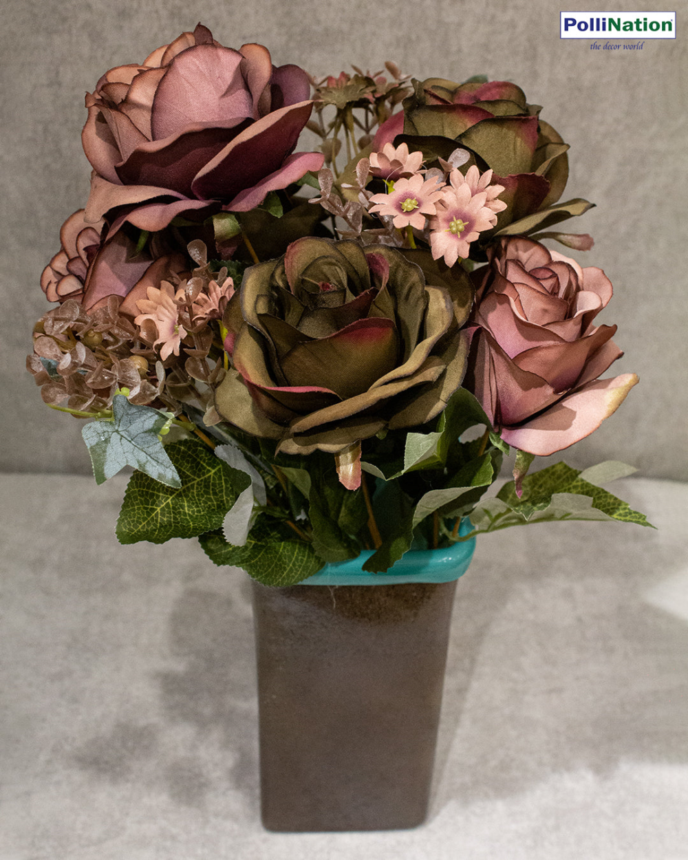 Pollination Rose Artificial Flower Bunch Without Pot For Home Decoration (Pack of 1, 7 Inch)