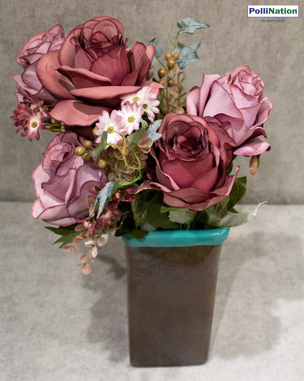 Pollination Rose Artificial Flower Bunch Without Pot For Home Decoration (Pack of 1, 7 Inch) - Image 3