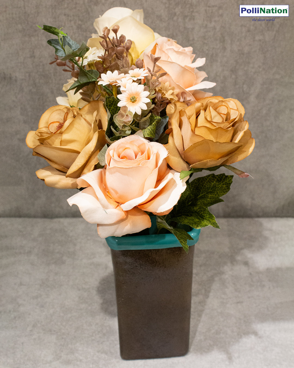 Pollination Rose Artificial Flower Bunch Without Pot For Home Decoration (Pack of 1, 7 Inch) - Image 2