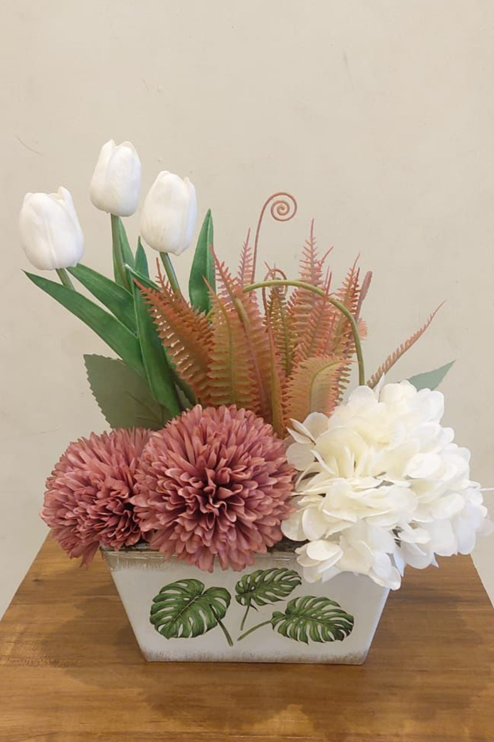 Sunshine Mix Ballmum Hydrangea Arrangement In Fiber Vase