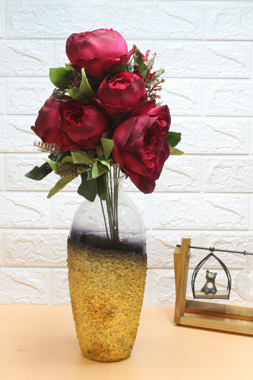 Pollination Luxurious Artificial Peony Flower Bunch Without Pot