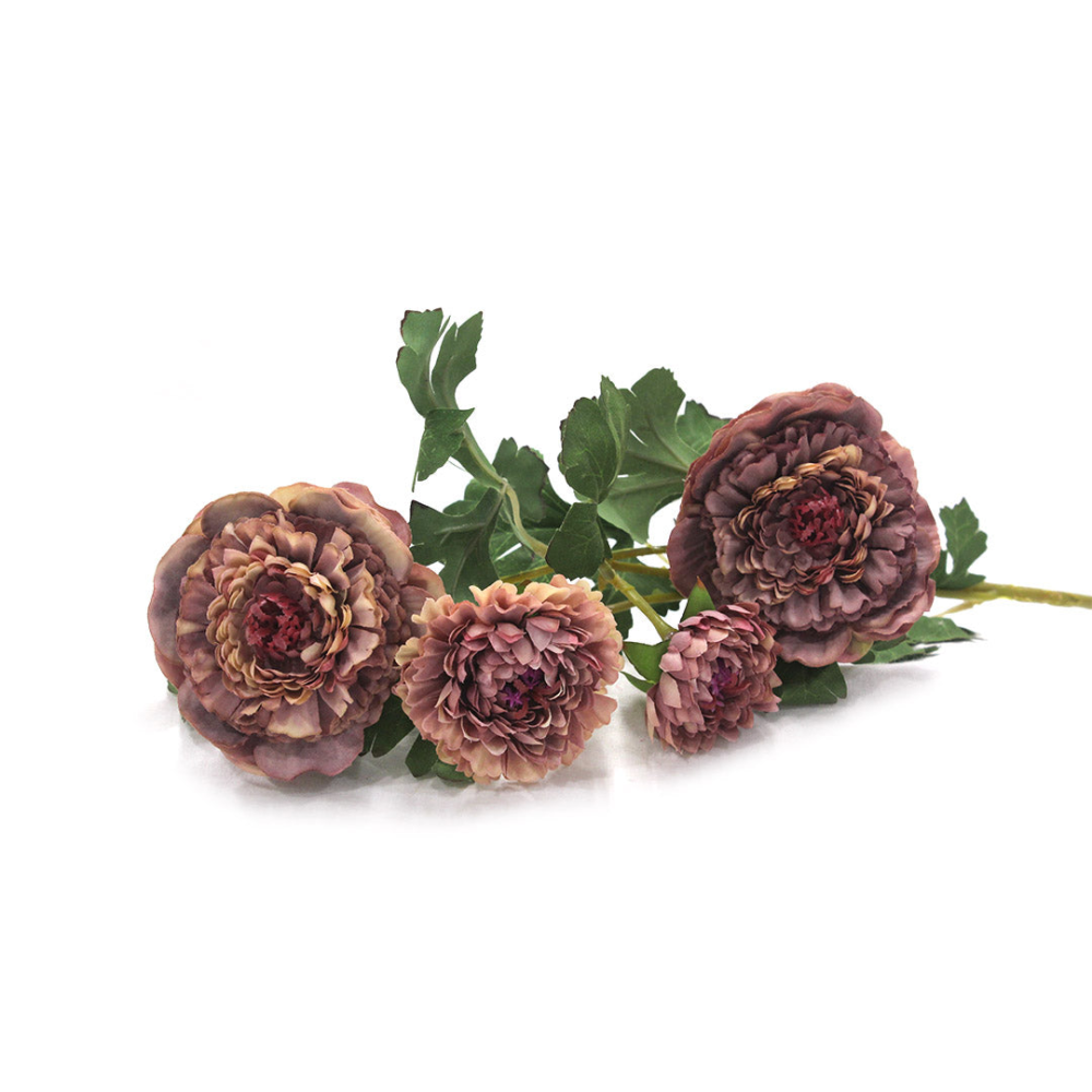 Pollination Artificial Maroon Peony Flowers Without Pot (Pack of 2) - Image 3
