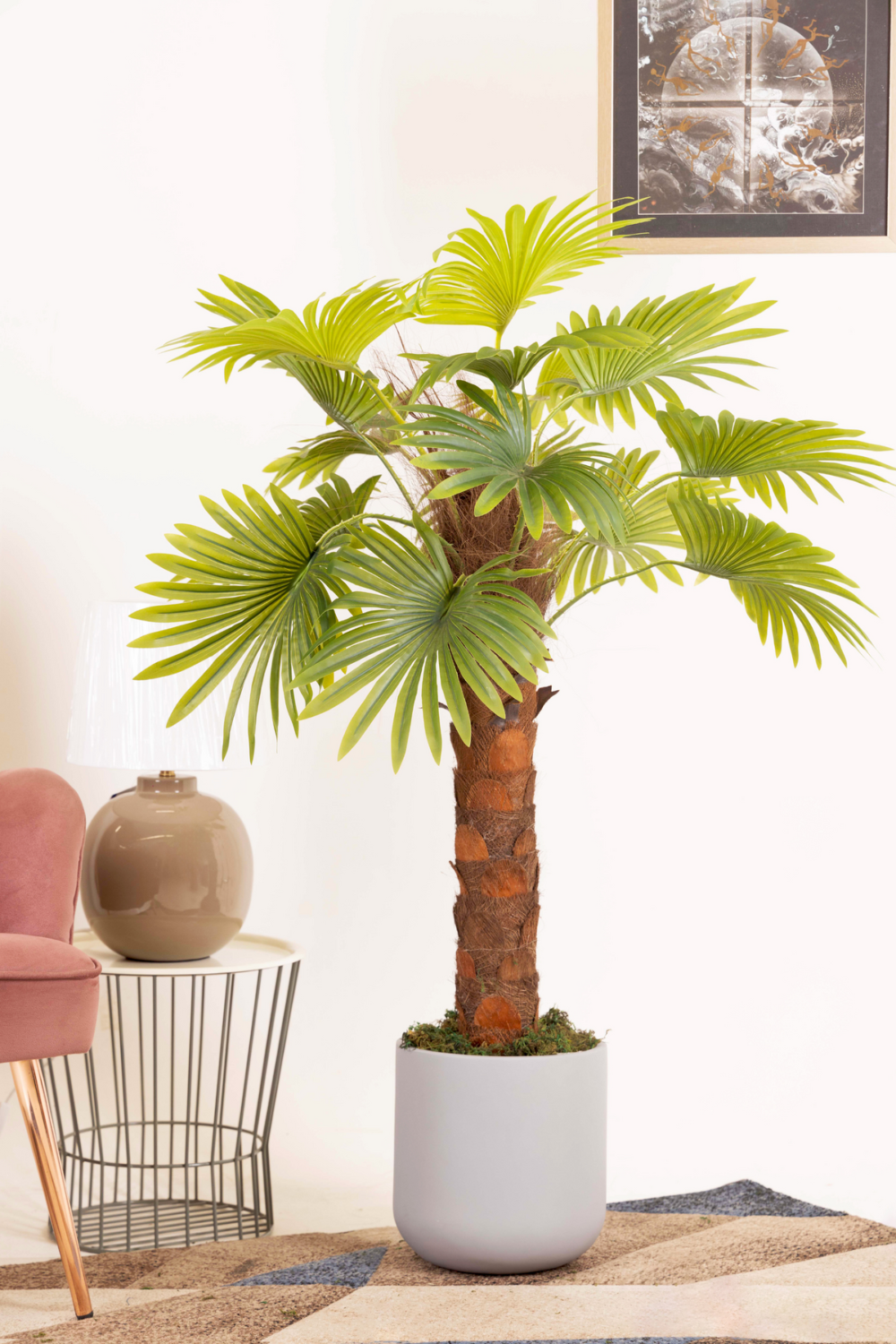 Pollination Artificial Raffix Palm Plant- Infuse Your Space With Tropical serenity- 4 FT