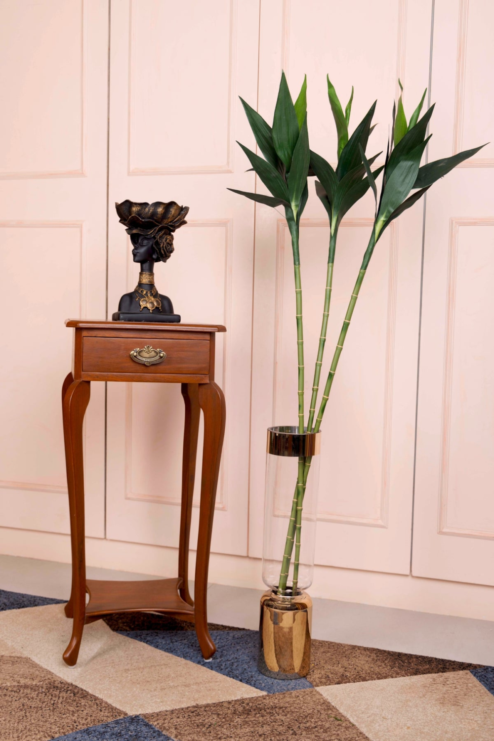 Pollination Artificial Bamboo Palm Plant Without Pot, Set Of 3