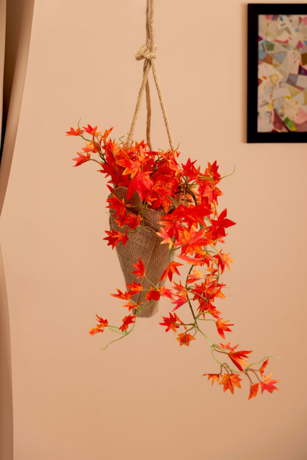 Pollination Artificial Hanging Maple Creeper Bonsai In Jute Bag For Balcony (Pack Of 1)