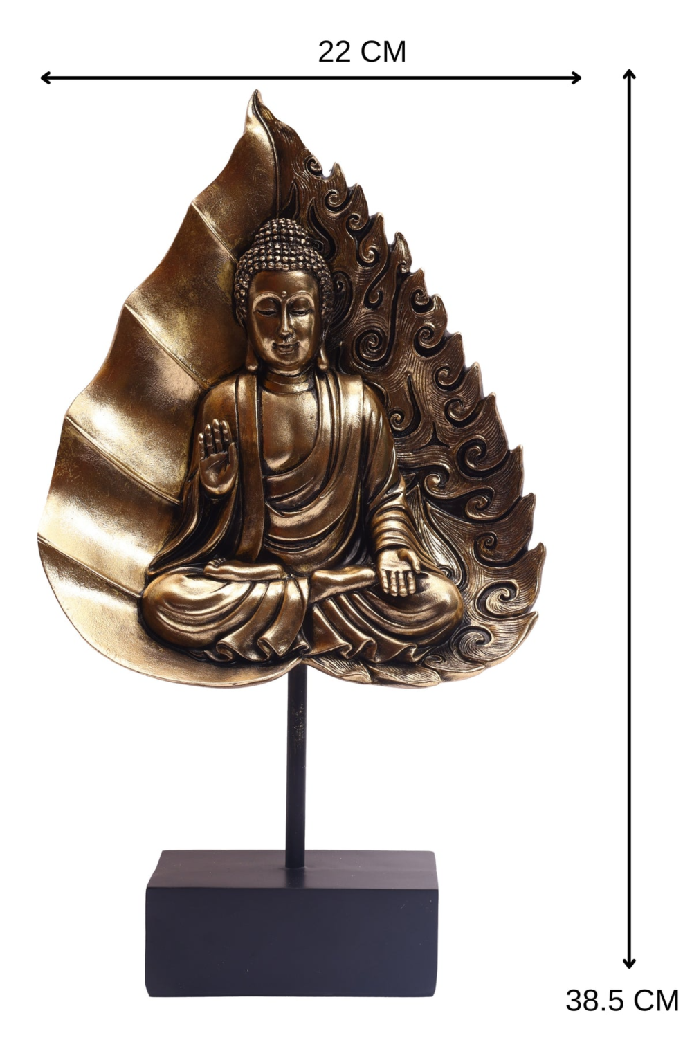 Buddha's Statue In Leaf On The Black Base for Your Home Or Office Decor - Image 3