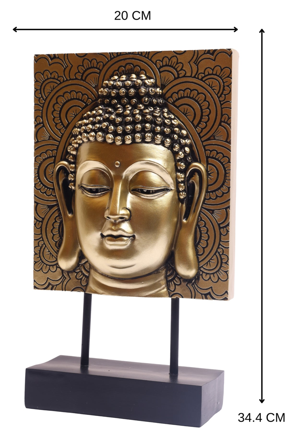 Gautam Buddha face In The Square On a Black Base Of a Stand for Your Home Or Office Decoration - Image 2