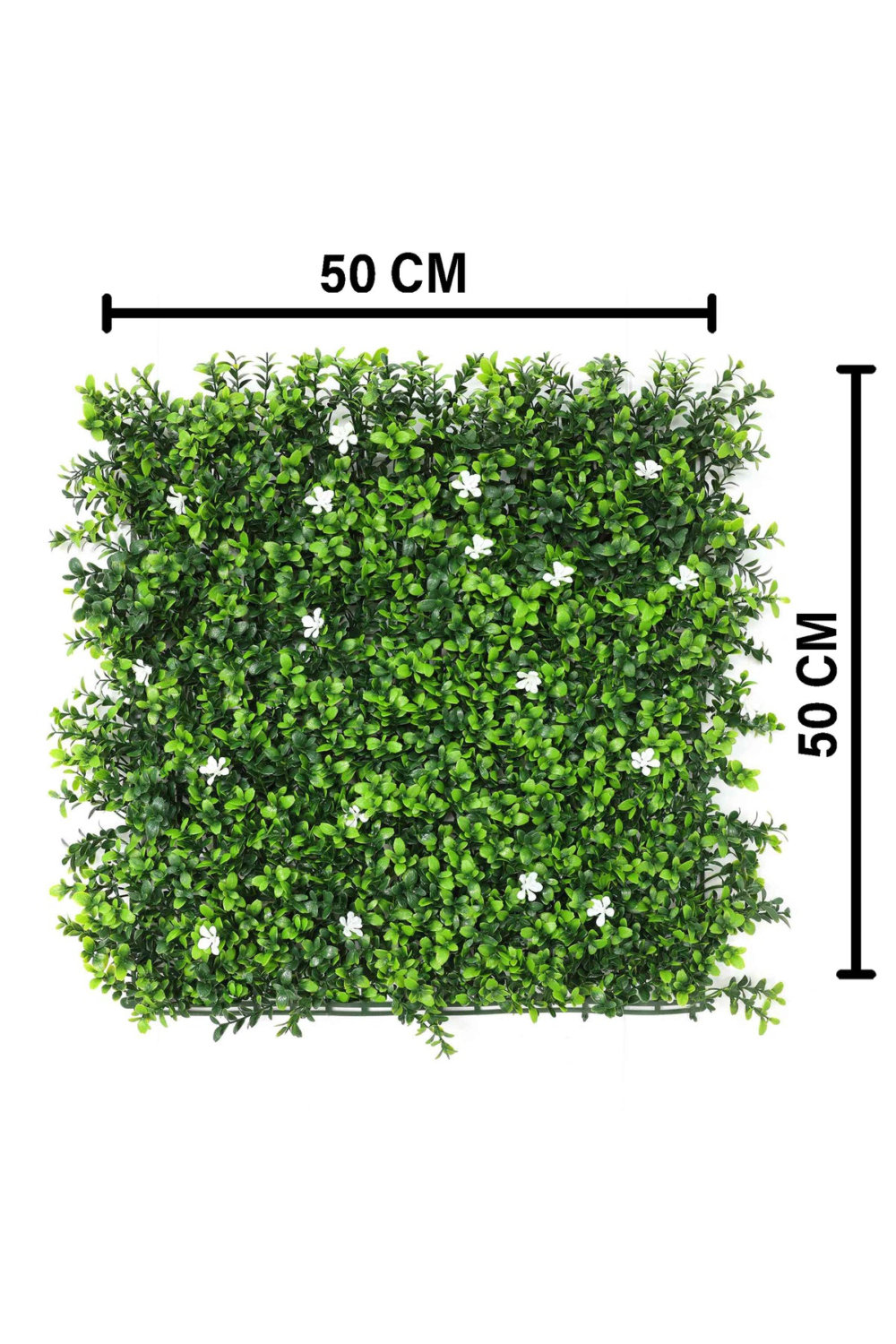 White Flowers With Medium lush Green Leaves artificial Vertical Garden wall Tile ( Pack Of 1 ) - Image 3