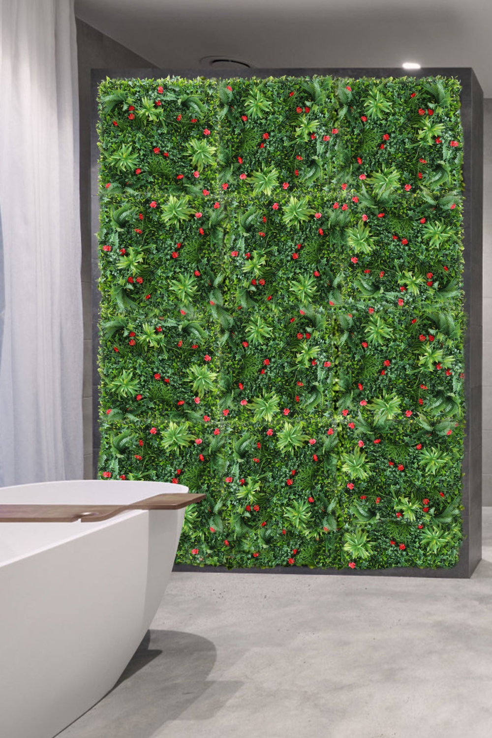 Blossom Pink Flowers With Long Lush Green Leaves Artificial Vertical Garden (1) - Image 2