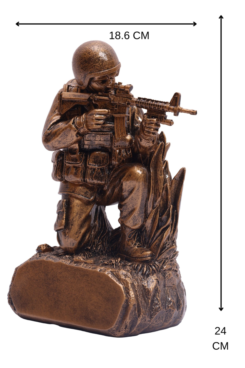 Gold Military Resin Kneeling With Grass For Your Home Or Office Decor - Image 2