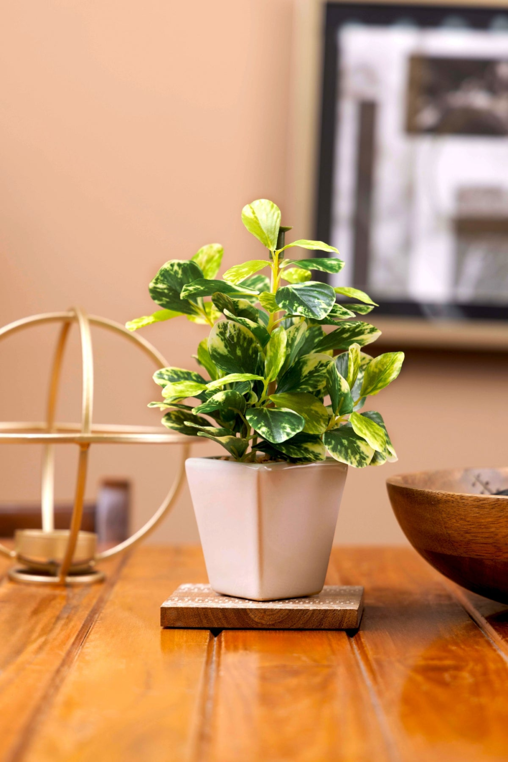 Pollination Artificial White Green Bonsai Plant With Pot - Image 3
