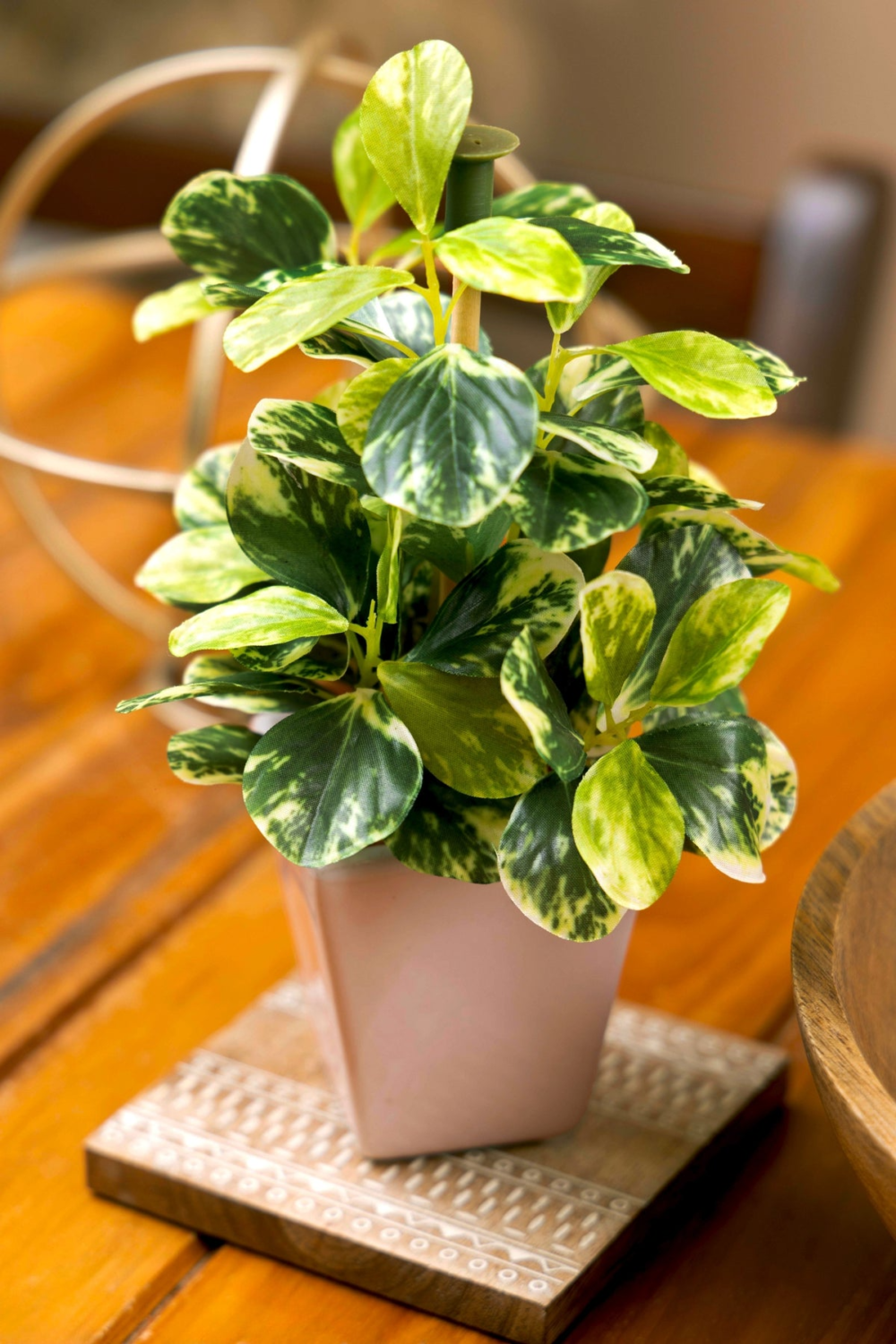 Pollination Artificial White Green Bonsai Plant With Pot - Image 4