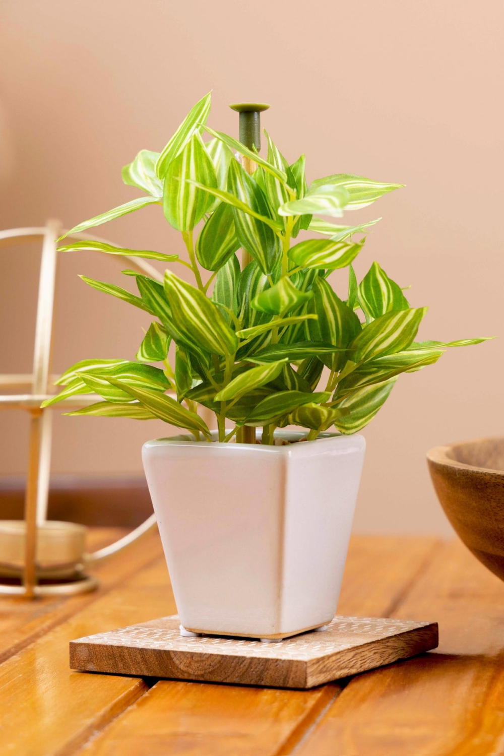 Pollination Artificial White Green Bonsai Plant With Pot - Image 5