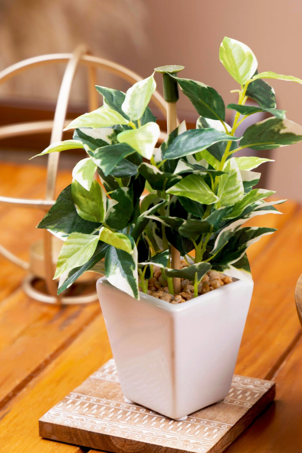 Pollination Artificial White Green Bonsai Plant With Pot - Image 9