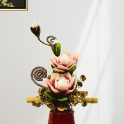 Red Metal Pot Flower Arrangement