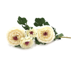 Pollination Artificial Maroon Peony Flower Stick Without Pot (Pack of 2) - Image 2