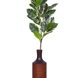 Real Touch Artificial Rubber Plant For Home Office Centerpieces Decor WhiteGreen - Image 2